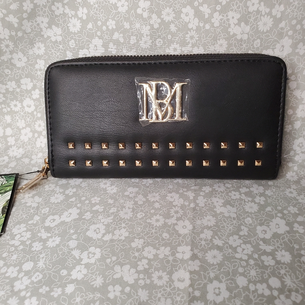 Badgley Mischka Black Gold Studded Wallet NWT